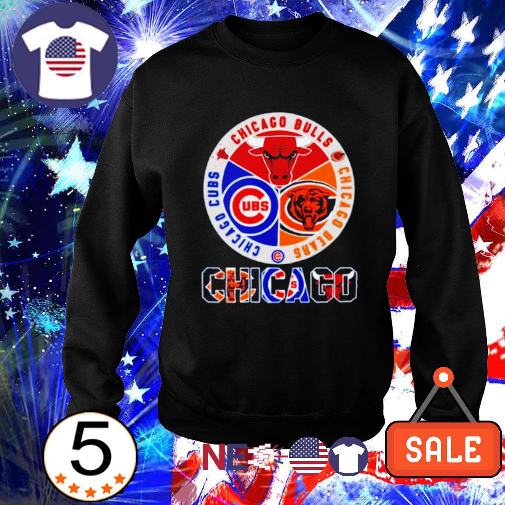 Official chicago bulls chicago bears and Chicago Cubs logo teams new design  2023 t-shirt, hoodie, sweater, long sleeve and tank top